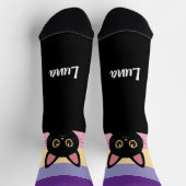 Personalized Black Cat Socks Custom Name Color Sokken (Top)