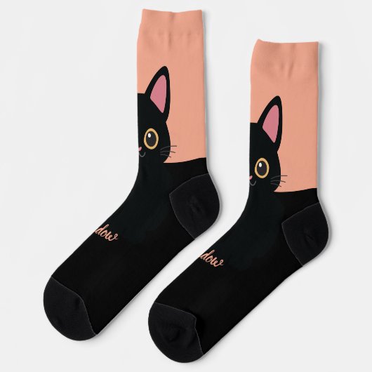 Personalized Black Cat Socks - Gift For Cat lovers Sokken (Links)