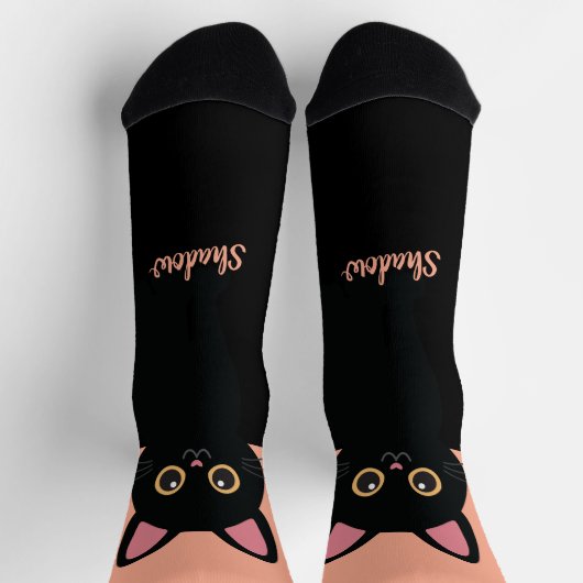 Personalized Black Cat Socks - Gift For Cat lovers Sokken (Top)