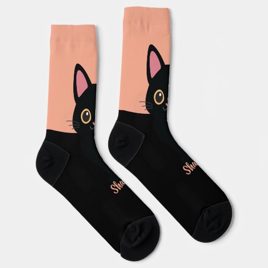 Personalized Black Cat Socks - Gift For Cat lovers Sokken (Rechts)