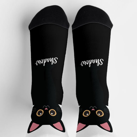 Personalized Black Cat Socks - Gift For Cat lovers Sokken (Top)