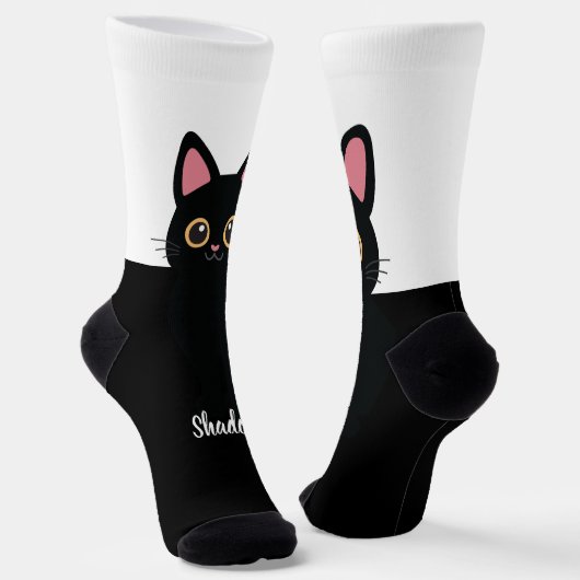 Personalized Black Cat Socks - Gift For Cat lovers Sokken (Gebogen)