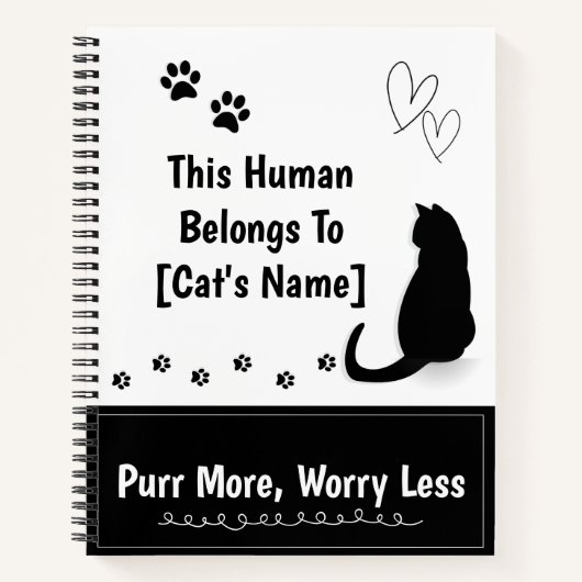 Personalized Black Cat Spiral Notebook Notitieboek (Voorkant)