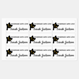 Personalized Black Cat with yellow eyes Labels