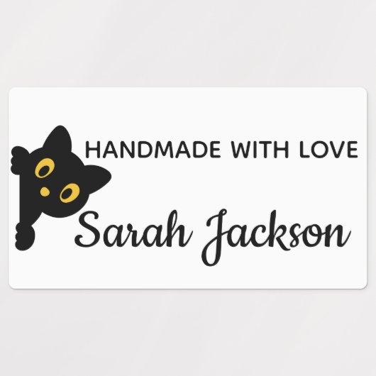 Personalized Black Cat with yellow eyes Labels (Design 2)