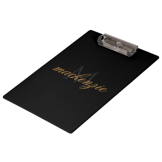 Personalized Black Clipboard with Name and Initial Klembord (Gekanteld)