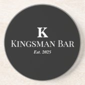 Personalized Black Coaster Set with Monogram and N Zandsteen Onderzetter (Voorkant)