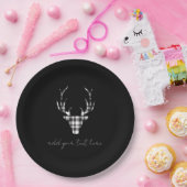 Personalized Black  Deer Christmas Paper Plates Papieren Bordje (Feest)