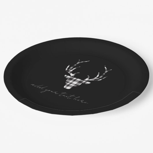 Personalized Black  Deer Christmas Paper Plates Papieren Bordje (Gekanteld)