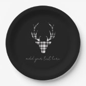 Personalized Black  Deer Christmas Paper Plates Papieren Bordje (Voorkant)