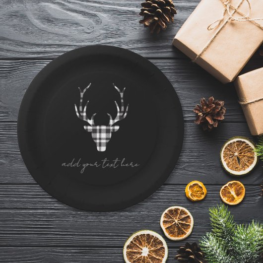 Personalized Black  Deer Christmas Paper Plates Papieren Bordje