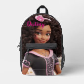 Personalized Black doll Bedrukte Rugzak (Voorkant)