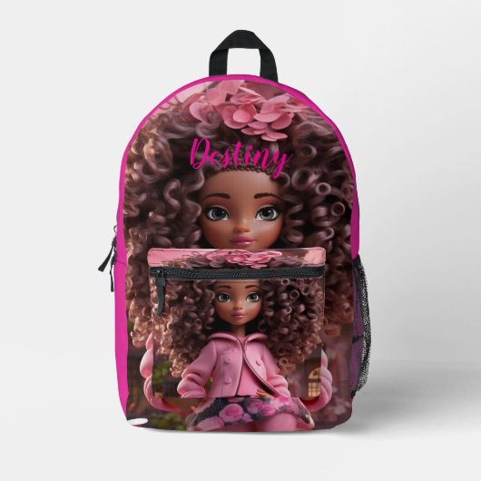 Personalized Black doll  Bedrukte Rugzak (Voorkant)