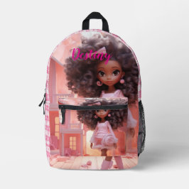 Personalized Black doll plaid  Bedrukte Rugzak
