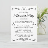 Personalized black elegant retirement party  kaart (Staand voorkant)