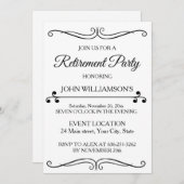 Personalized black elegant retirement party  kaart (Voorkant / Achterkant)