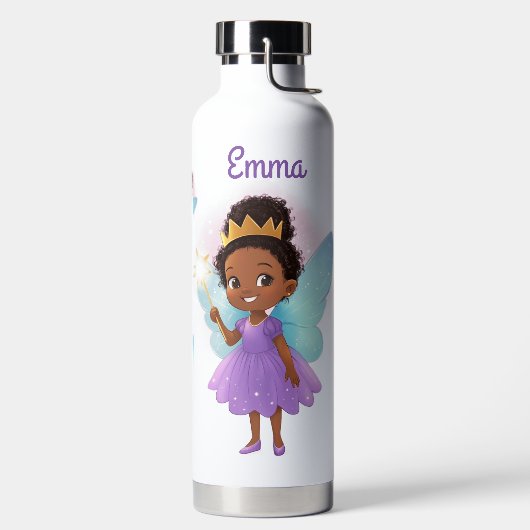 Personalized Black Fairy Girl Water Bottle Waterfles (Links)