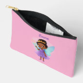 Personalized Black Fairy Girl Zipper Pouch - Pink Etui (Open)