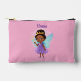 Personalized Black Fairy Girl Zipper Pouch - Pink Etui