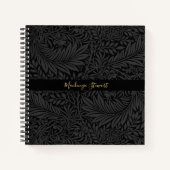 Personalized Black Floral Pattern Notitieboek (Voorkant)