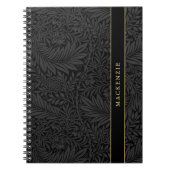 Personalized Black Floral Pattern Notitieboek (Voorkant)