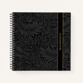 Personalized Black Floral Pattern Notitieboek (Voorkant)