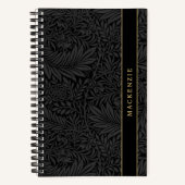 Personalized Black Floral Pattern Notitieboek (Voorkant)