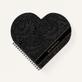 Personalized Black Floral Pattern Notitieboek (Voorkant)