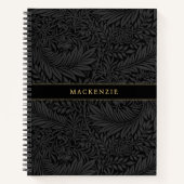 Personalized Black Floral Pattern Notitieboek (Voorkant)