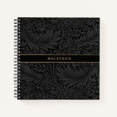 Personalized Black Floral Pattern Notitieboek (Voorkant)