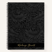 Personalized Black Floral Pattern Notitieboek (Voorkant)