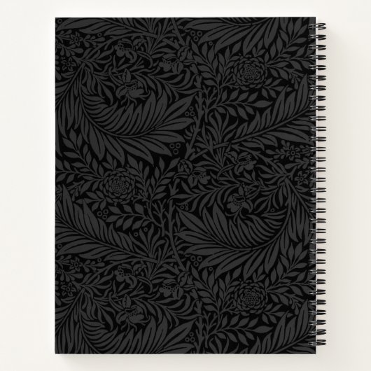 Personalized Black Floral Pattern Notitieboek (Achterkant)