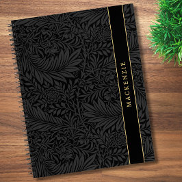 Personalized Black Floral Pattern Notitieboek