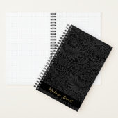 Personalized Black Floral Pattern Notitieboek (Binnen)
