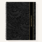 Personalized Black Floral Pattern Notitieboek (Voorkant)