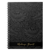 Personalized Black Floral Pattern Notitieboek (Voorkant)