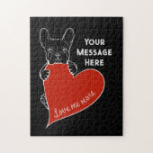 Personalized Black French Bulldog with a Red Heart Legpuzzel (Verticaal)