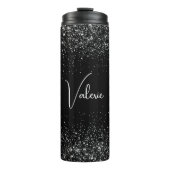 Personalized Black Glitter Stainless Steel  Thermosbeker (Voorkant)