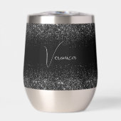 Personalized Black Glitter Stainless Wine Tumbler (Voorkant)