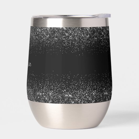 Personalized Black Glitter Stainless Wine Tumbler (Links)