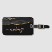 Personalized Black Gold Agate Signature Bagagelabel (Voorkant (horizontaal))