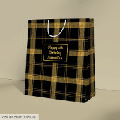 Personalized Black Gold Minimalist Gift Bag Medium Cadeauzakje