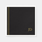 Personalized Black & Gold Monogram Servet (Voorkant)