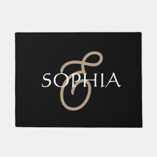 Personalized Black gold monogrammed  Deurmat