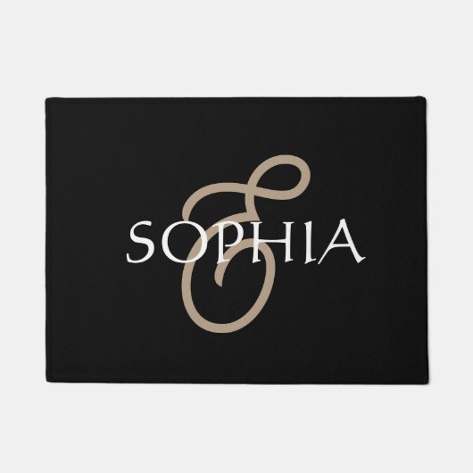 Personalized Black gold monogrammed  Deurmat (Voorkant)