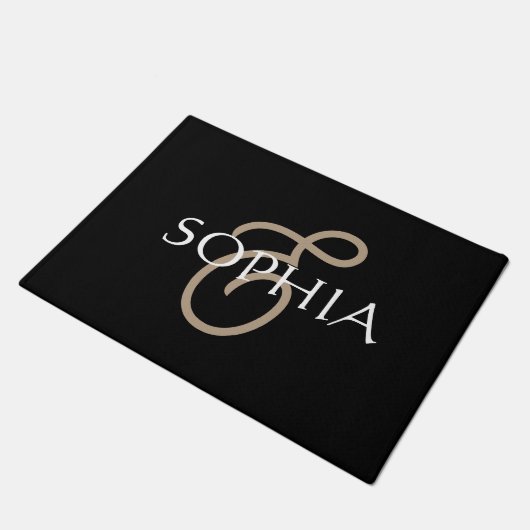 Personalized Black gold monogrammed  Deurmat (Schuin)
