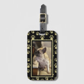 Personalized Black & Gold Pet Luggage Tag Bagagelabel (Voorkant (verticaal))
