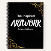 Personalized Black golden Artist Sketchbook Notitieboek (Voorkant)