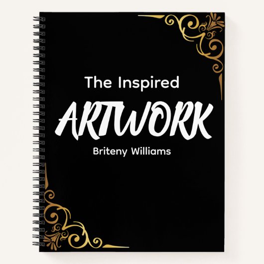 Personalized Black golden Artist Sketchbook Notitieboek (Voorkant)