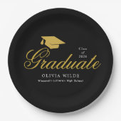 Personalized Black Graduation Celebration Party Papieren Bordje (Voorkant)